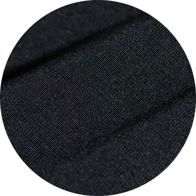 Close up photo of black double knit fabric